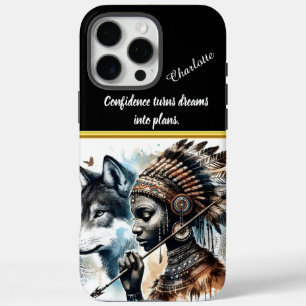 Kriegergeist vereint Wolf und indigene Frauen iPhone 16 Pro Max Hülle