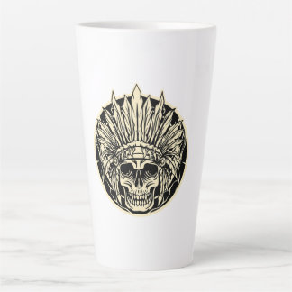Kriegerhäuptling-Schädel-Grafik Milchtasse