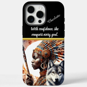 Kriegerin mit Spirituosenwolf in der Abenddämmerun iPhone 16 Pro Max Hülle