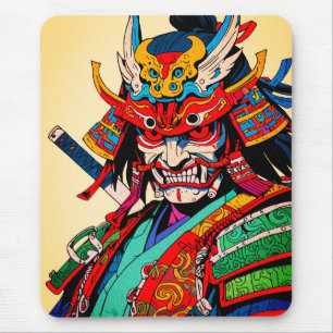 Kriegerischer Samurai-Krieger – Farbiger japanisch Mousepad