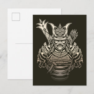 Kriegerischer Samurai-Krieger – Kühne japanische R Postkarte