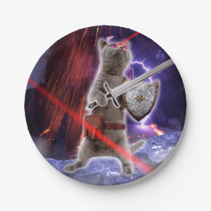 Kriegerkatze mit Lasern aus dem Auge Pappteller