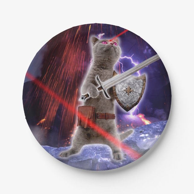 Kriegerkatze mit Lasern aus dem Auge Pappteller (Vorderseite)