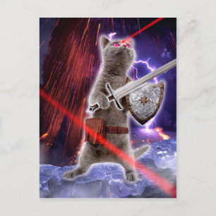 Kriegerkatze mit Lasern aus dem Auge Postkarte