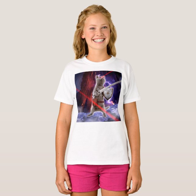 Kriegerkatze mit Lasern aus dem Auge T-Shirt (Vorne ganz)