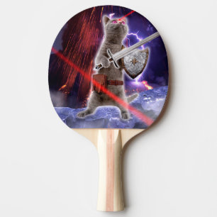 Kriegerkatze mit Lasern aus dem Auge Tischtennis Schläger