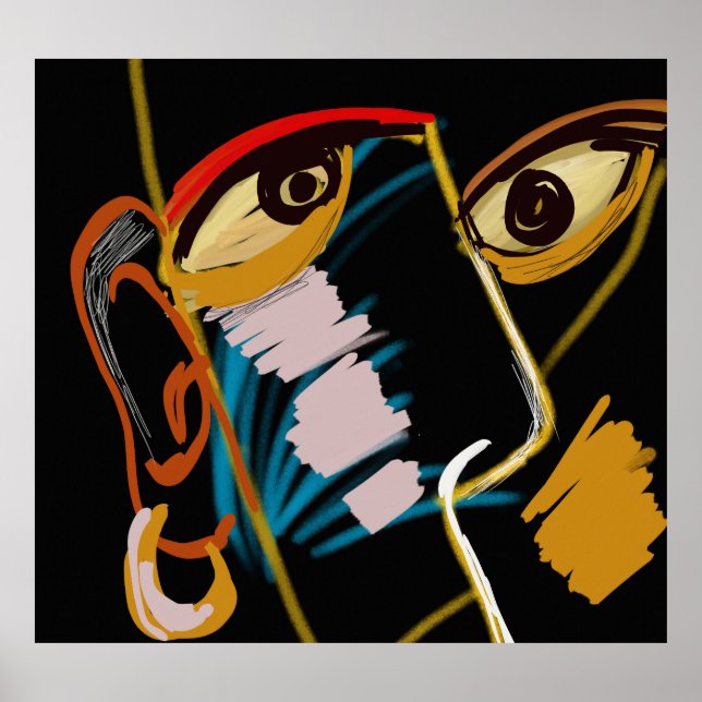 Kriegerportrait: primitive Ölentnahme Poster (Vorne)