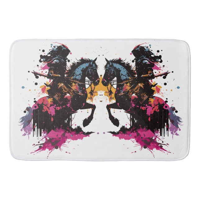 Kriegerreiten in Aquarell Badematte (Vorderseite)