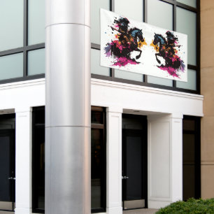 Kriegerreiten in Aquarell Banner