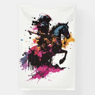 Kriegerreiten in Aquarell Banner
