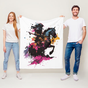 Kriegerreiten in Aquarell Fleecedecke