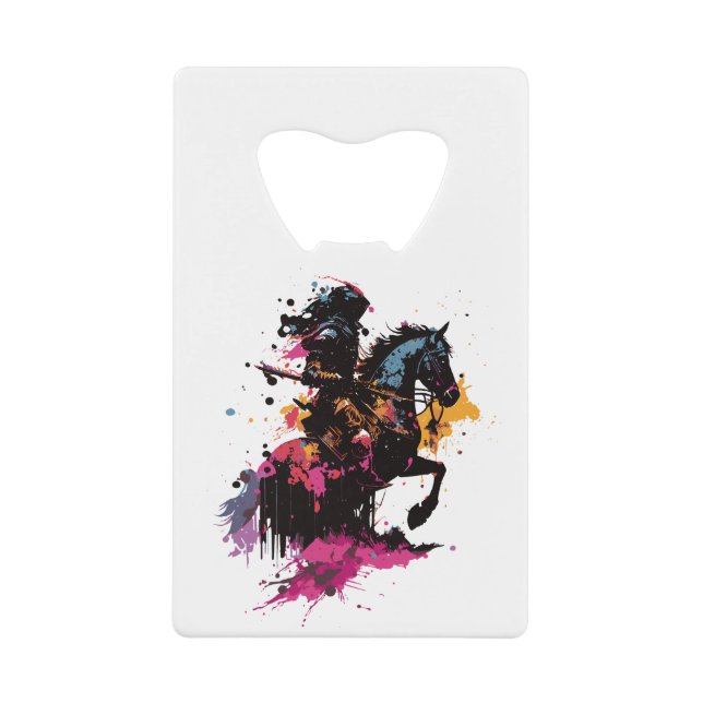 Kriegerreiten in Aquarell Geldbeutel Flaschenöffner (Vorderseite)