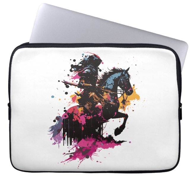 Kriegerreiten in Aquarell Laptopschutzhülle (Vorderseite)
