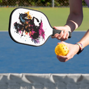 Kriegerreiten in Aquarell Pickleball Schläger