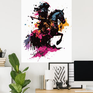 Kriegerreiten in Aquarell Poster