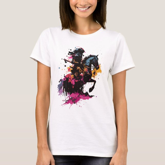 Kriegerreiten in Aquarell T-Shirt (Vorderseite)
