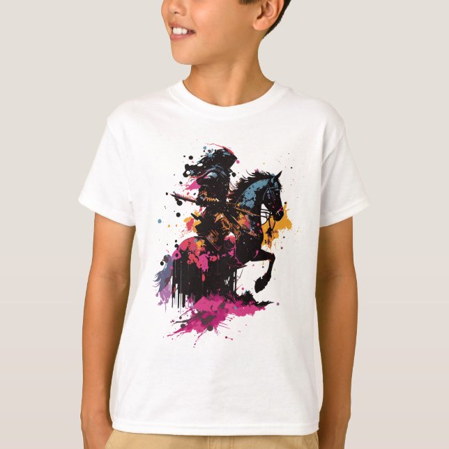 Kriegerreiten in Aquarell T-Shirt (Vorderseite)