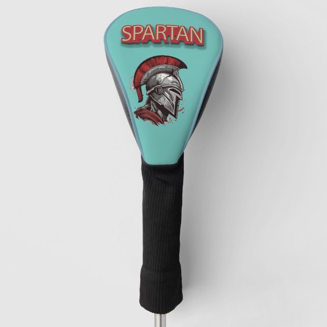 Kriegerstolz - Helm der Spartaner mit rotem Rauch Golf Headcover (Vorderseite)