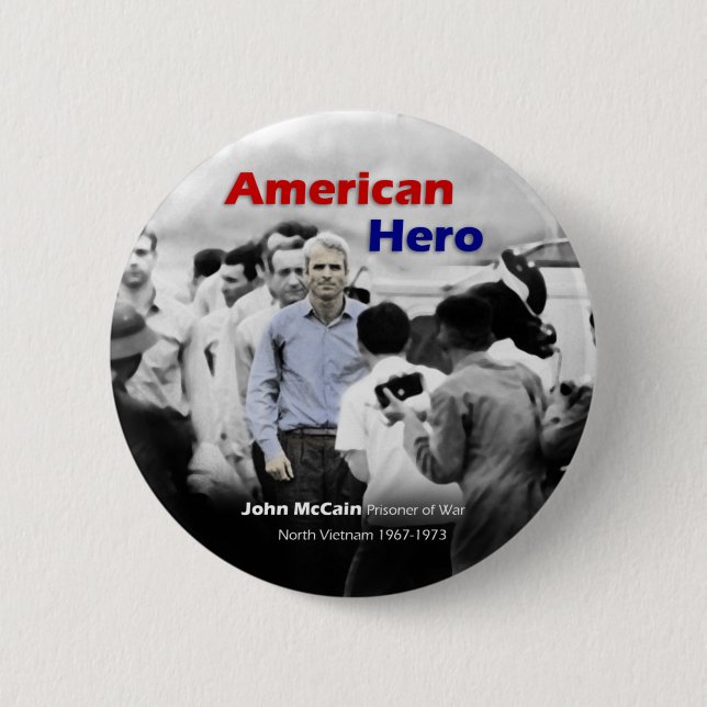 KRIEGSGEFANGEN John McCain-Amerikaner-Held Button (Vorderseite)