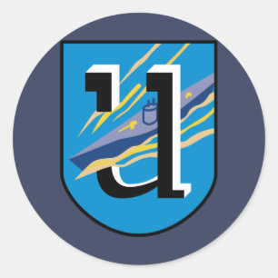 Kriegsmarine 1. U-Boot Flottilla Emblem Runder Aufkleber