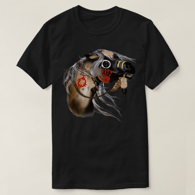 Kriegspferd Langschläfchen T-Shirt (Design vorne)