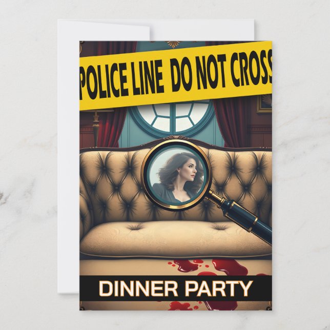 Kriminalitätsgeheimnis beim Abendessen Party Erwac Einladung (Vorderseite)