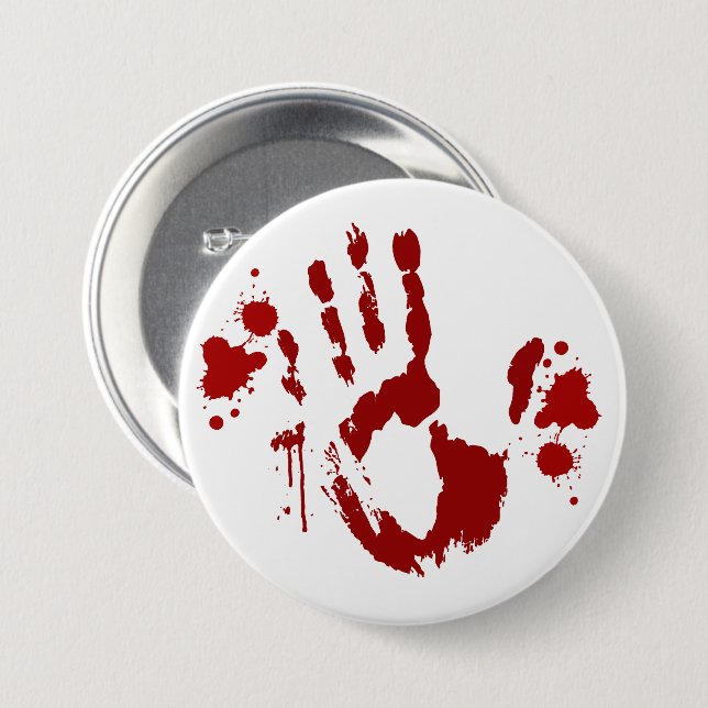 Kriminalszene Bloody Handprint Blood Spritzer Horr Button (Vorne & Hinten)