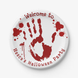 Kriminalszene Bloody Handprint Blut geteilt Pappteller