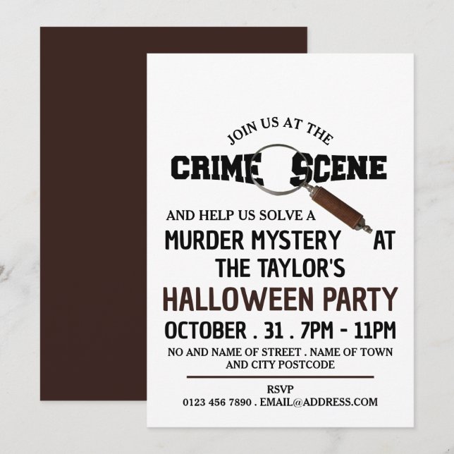 Kriminalszene, Mord-Mystery-Halloween-Party Einladung (Vorne/Hinten)