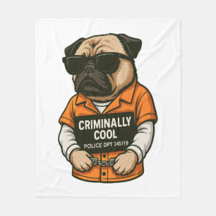 Kriminell Cooler Pug – Lustiges Mugshot-Hund-Desig Fleecedecke