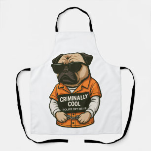 Kriminell cooler Pug � Lustiges Polizeifoto-Hunde- Schürze