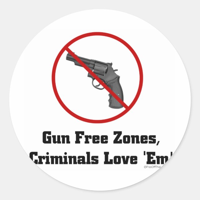 Kriminelle Liebe Gun-freie Zonen Runder Aufkleber (Vorderseite)