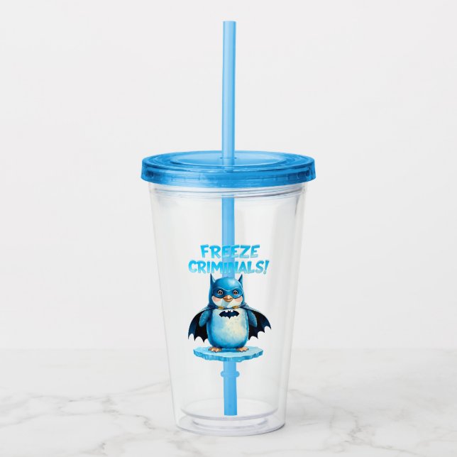Kriminelle zum Einfrieren - Dunkler Pinguin Acryltrinkbecher (Vorderseite)