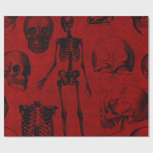 Krimson & Black Skeletons Anatomie Geschenkpapier