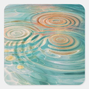 Kringel der Ruhe Abstrakte Wasserharmonie Quadratischer Aufkleber