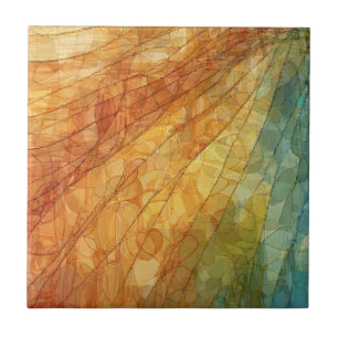 Krinkle Keramik Tile Orange, gelb, Aquamarin Fliese