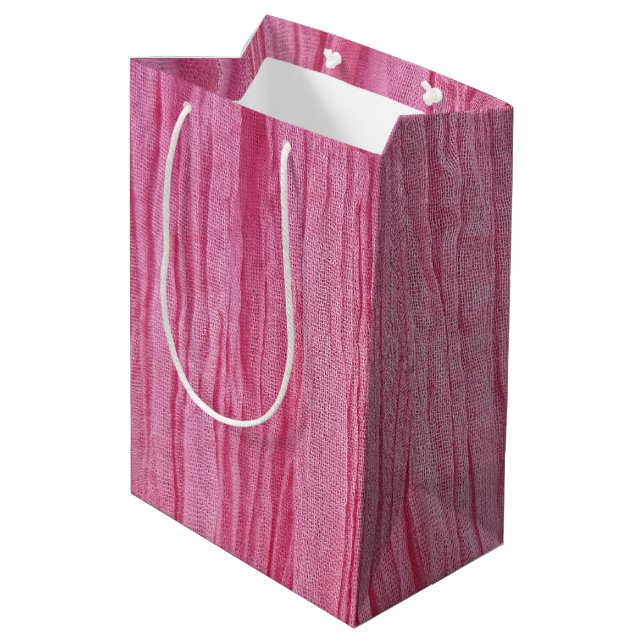 Krinklerrosa Krepe Mittlere Geschenktüte (Rückseite Schrägansicht)