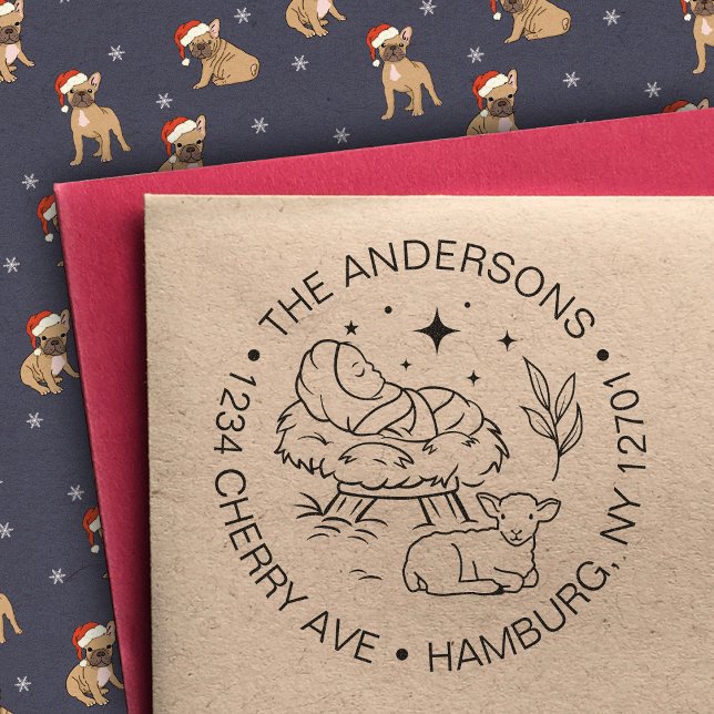 Krippe Baby Jesus Christus Rücksendeadresse Gummistempel (Von Creator hochgeladen)