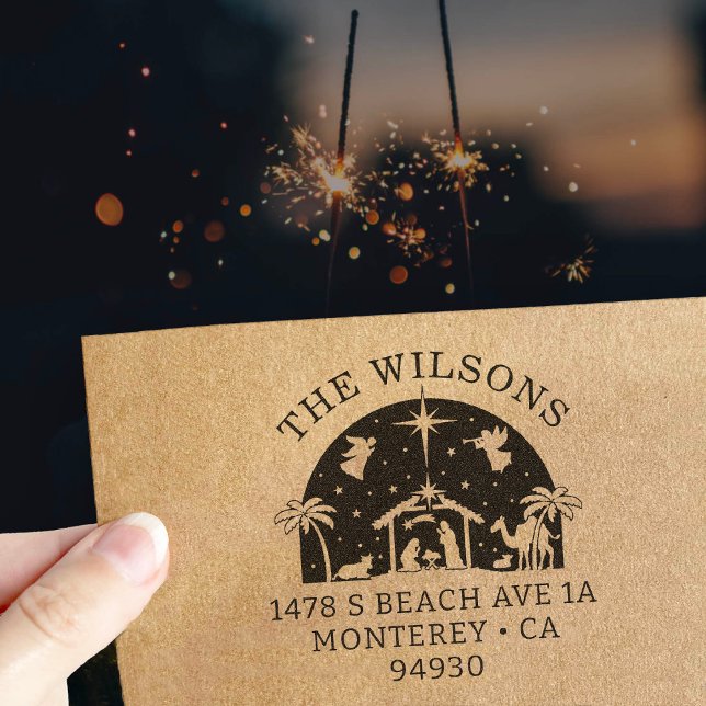 Krippe Baby Jesus Christus Rücksendeadresse Gummistempel (Von Creator hochgeladen)