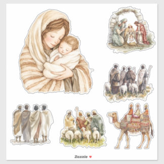 Krippe, Baby Jesus, Maria und Joseph Aufkleber