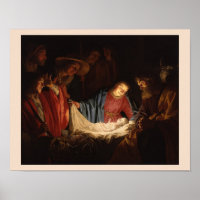 Krippe Baby Jesus & Mary Illuminierte Kunst