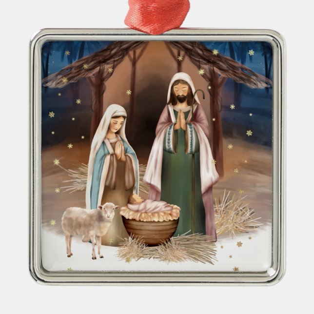 Krippe Custom Christmas Ornament Aus Metall (Vorne)