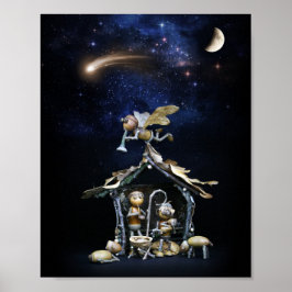 Krippe der Acorn-Elfen - Weihnachten Poster