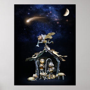 Krippe der Acorn-Elfen - Weihnachtsposter Poster