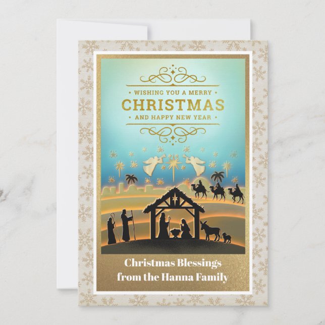 Krippe "Frohe Weihnachten und Glück im neuen Jahr" (Vorderseite)