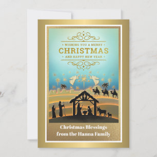 Krippe "Frohe Weihnachten und Glück im neuen Jahr"
