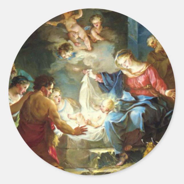 Krippe für Weihnachten - Pierre Runder Aufkleber (Vorderseite)
