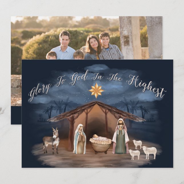 Krippe Gott Weihnachten Christliches Foto (Vorne/Hinten)