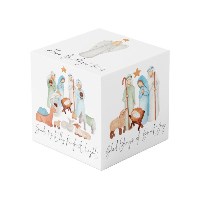 Krippe Illustration Carol Texte Weihnachten Würfel (Vorderseite Schrägansicht)