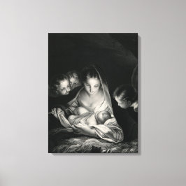 Krippe Jesus Jungfrau Mary Angels Schwarz-weiß Leinwanddruck